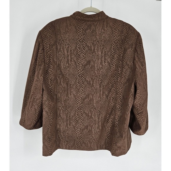 Alfred Dunner Brown Animal Print Jacket Blazer Washable Office Womens Size 18W - Picture 6 of 9